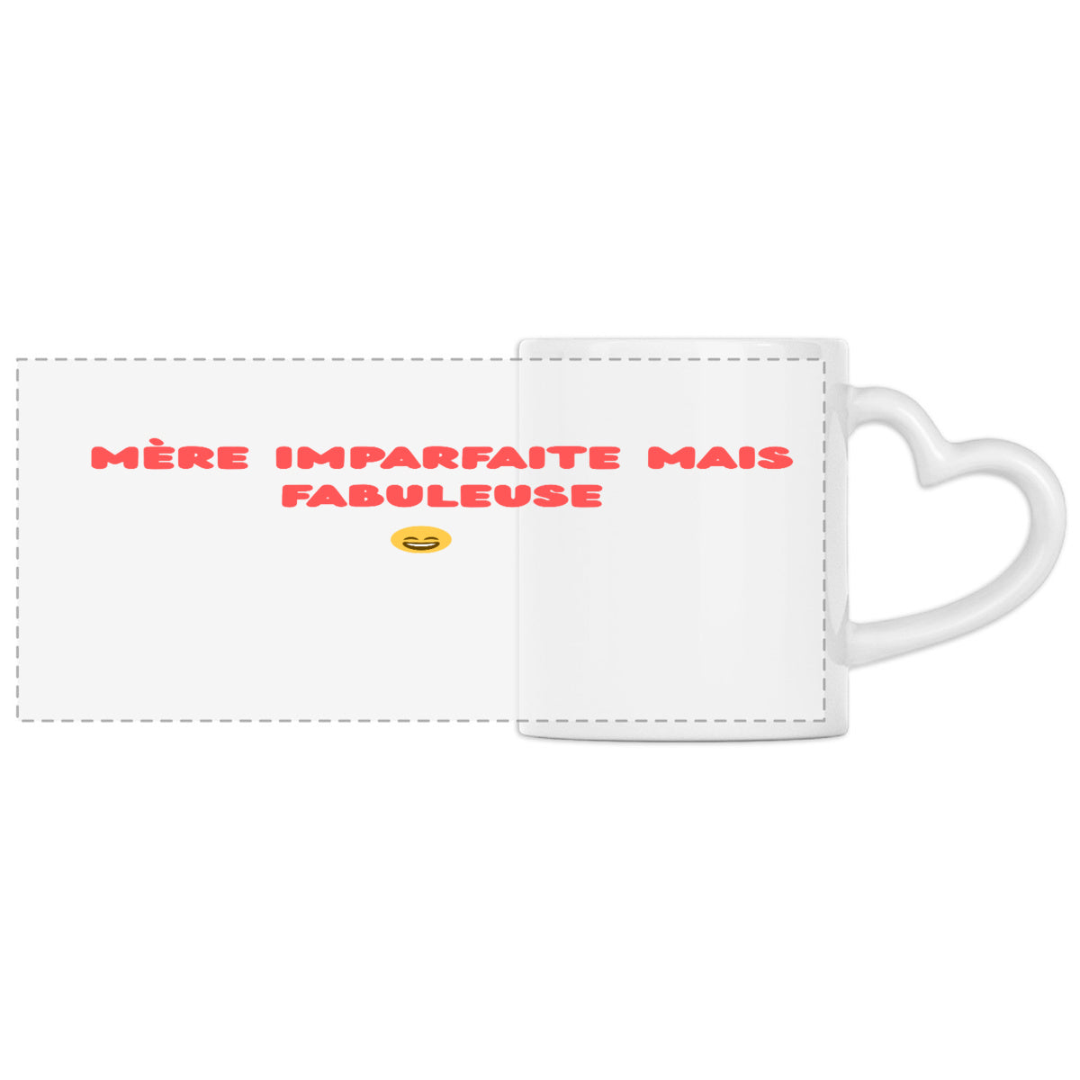 Mug panoramique à anse cœur – “Mère imparfaite mais fabuleuse”