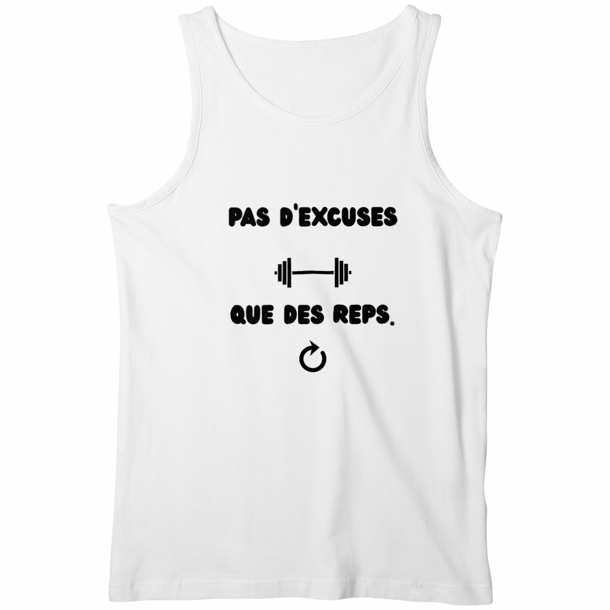 Débardeur Homme – “Pas d’excuse. Que des reps.” – Spécial Salle de Sport
