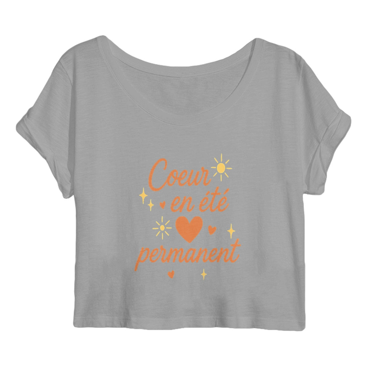 Crop Top Femme – “Cœur en été permanent” – Coton bio léger