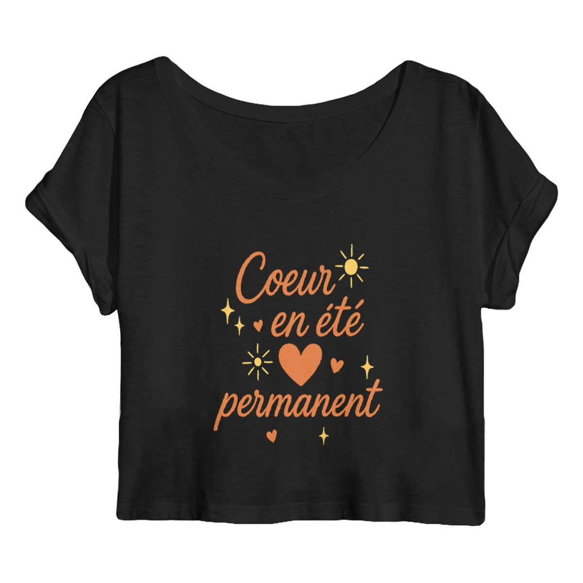 Crop Top Femme – “Cœur en été permanent” – Coton bio léger