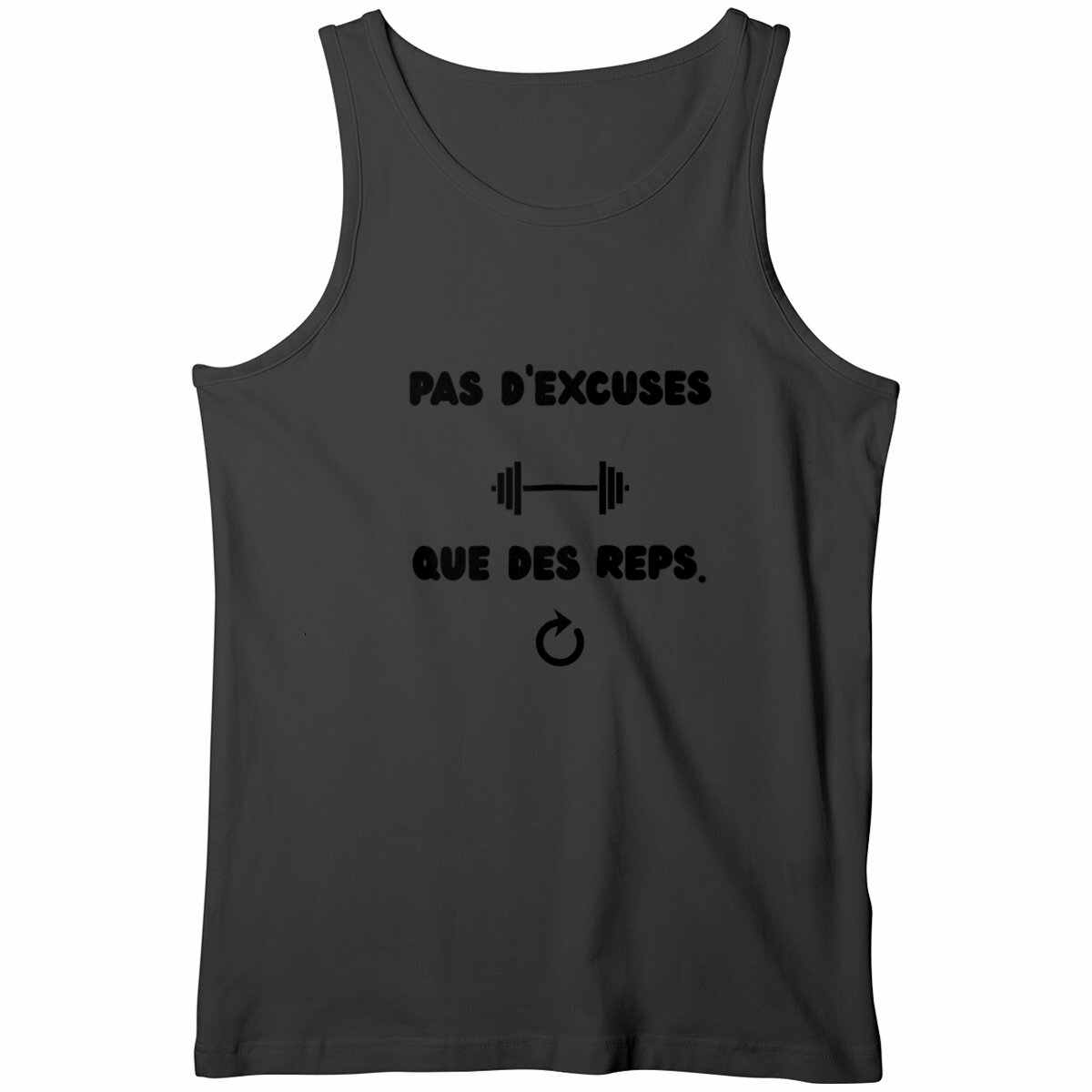 Débardeur Homme – “Pas d’excuse. Que des reps.” – Spécial Salle de Sport