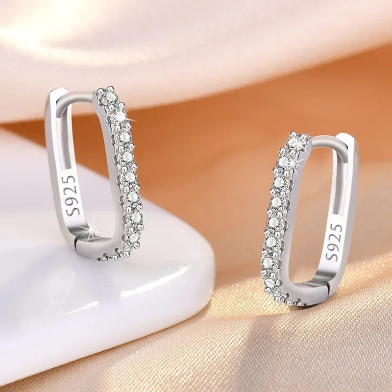 Boucles d'oreilles luxueuses en argent sterling 925 avec cristal: Élégance et qualité pour femmes