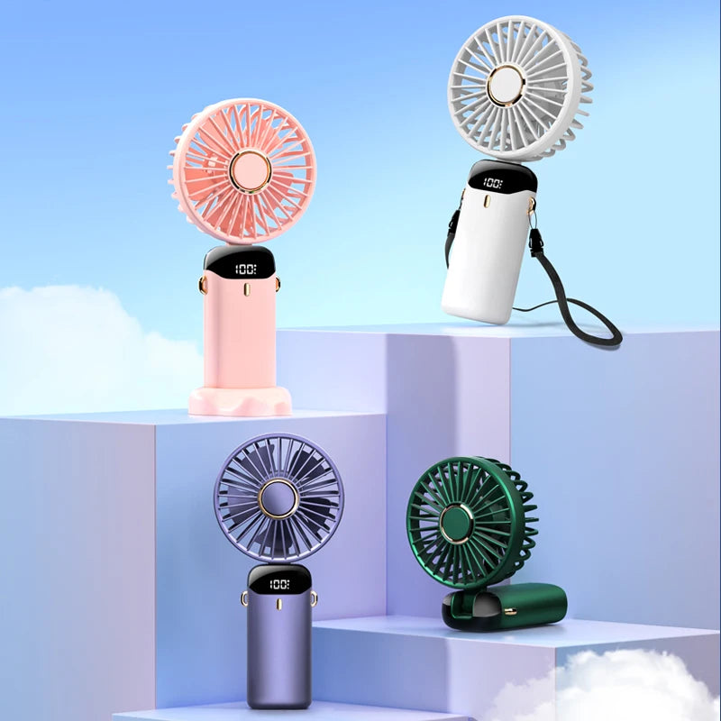 Ventilateur Portable DUTRIEUX 3000mAh : Mini, Rechargeable, 5 Vitesses, Support Téléphone, Pliable, Haute Qualité