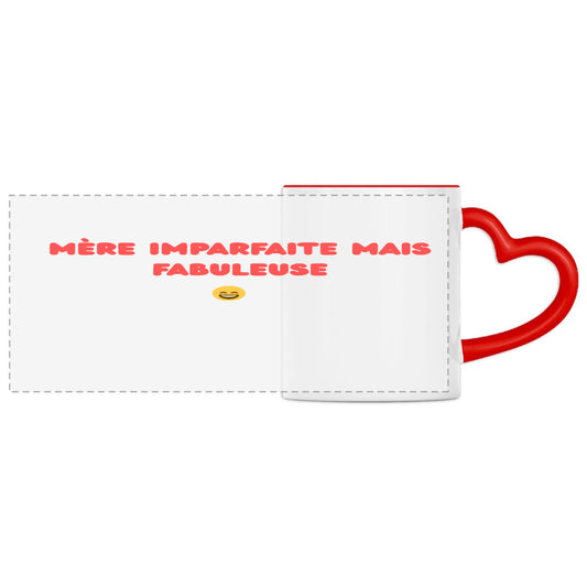 Mug panoramique à anse cœur – “Mère imparfaite mais fabuleuse”