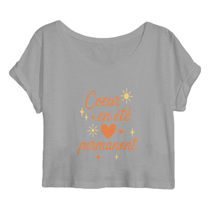 Crop Top Femme – “Cœur en été permanent” – Coton bio léger