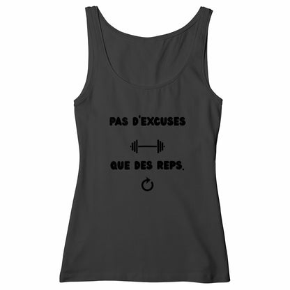 Débardeur Femme Cintré – “Pas d’excuse. Que des reps.” – Édition Sport